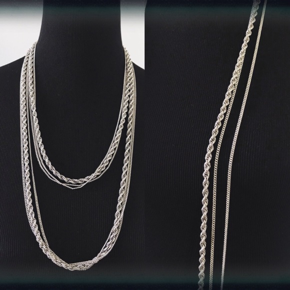 Monet Jewelry - Monet Silver 3 Strand Chain 56” Necklace EUC